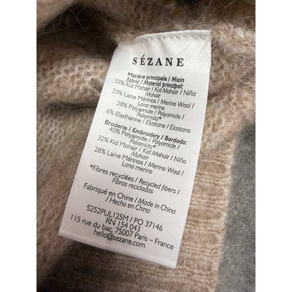 NWT Sezane x Antoinette Poisson Guillaume 3D Floral Kid Mohair Wool Sweater S - Picture 8 of 8